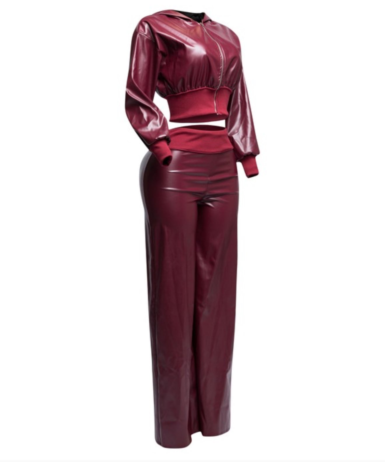 Faux Leather Two-Piece Set